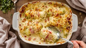 Gratin léger poireaux-jambon prêt en 25 minutes : savoureux, peu calorique et vraiment rapide