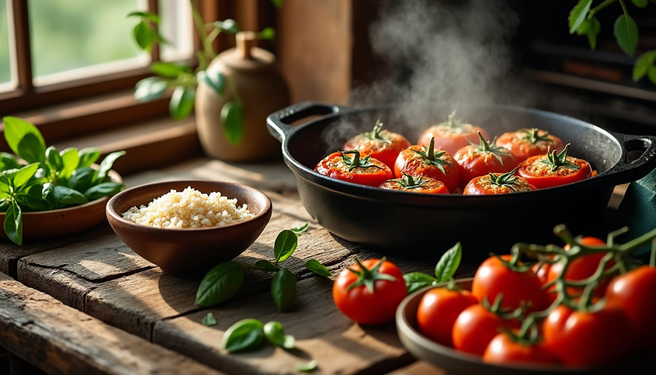 découvrez notre recette savoureuse et facile de tomates farcies au riz, parfaite pour un repas gourmand et nutritif en toute simplicité.